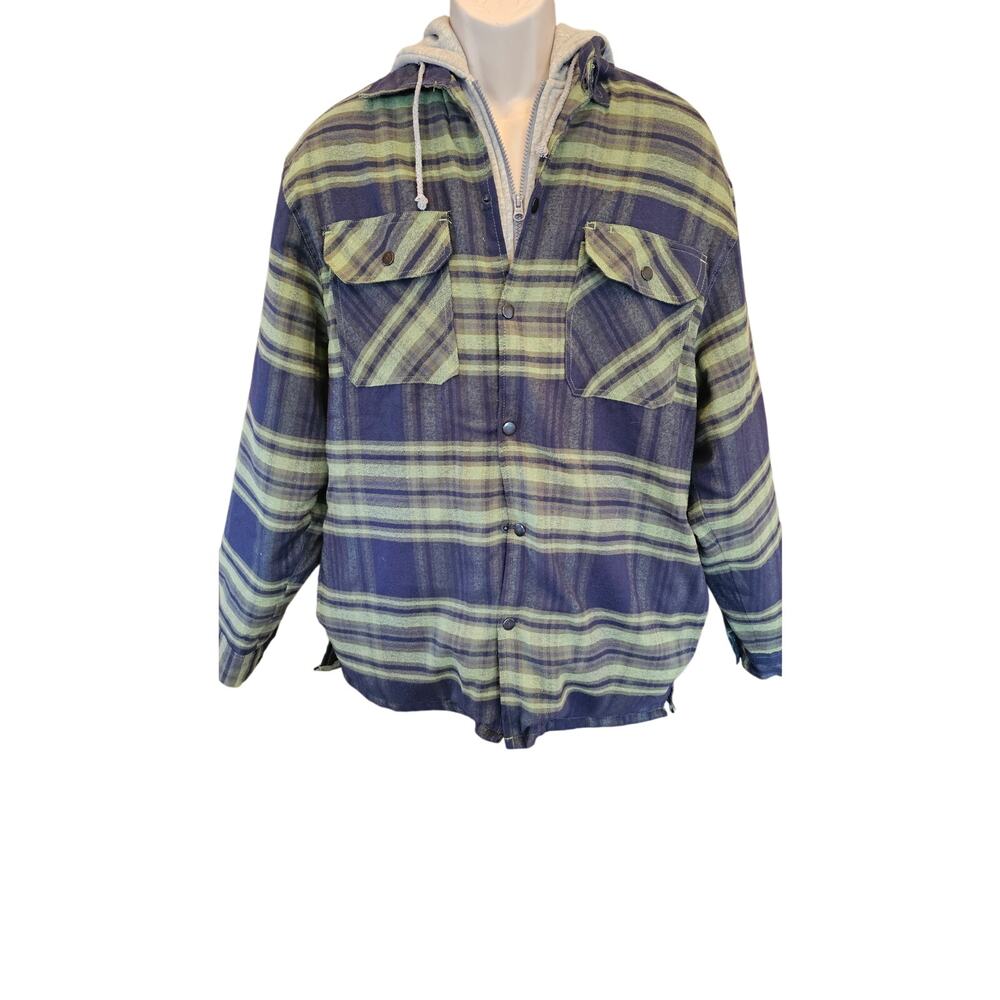 American outback sz L quilted thick winter flannel jacket faux shaket hooded